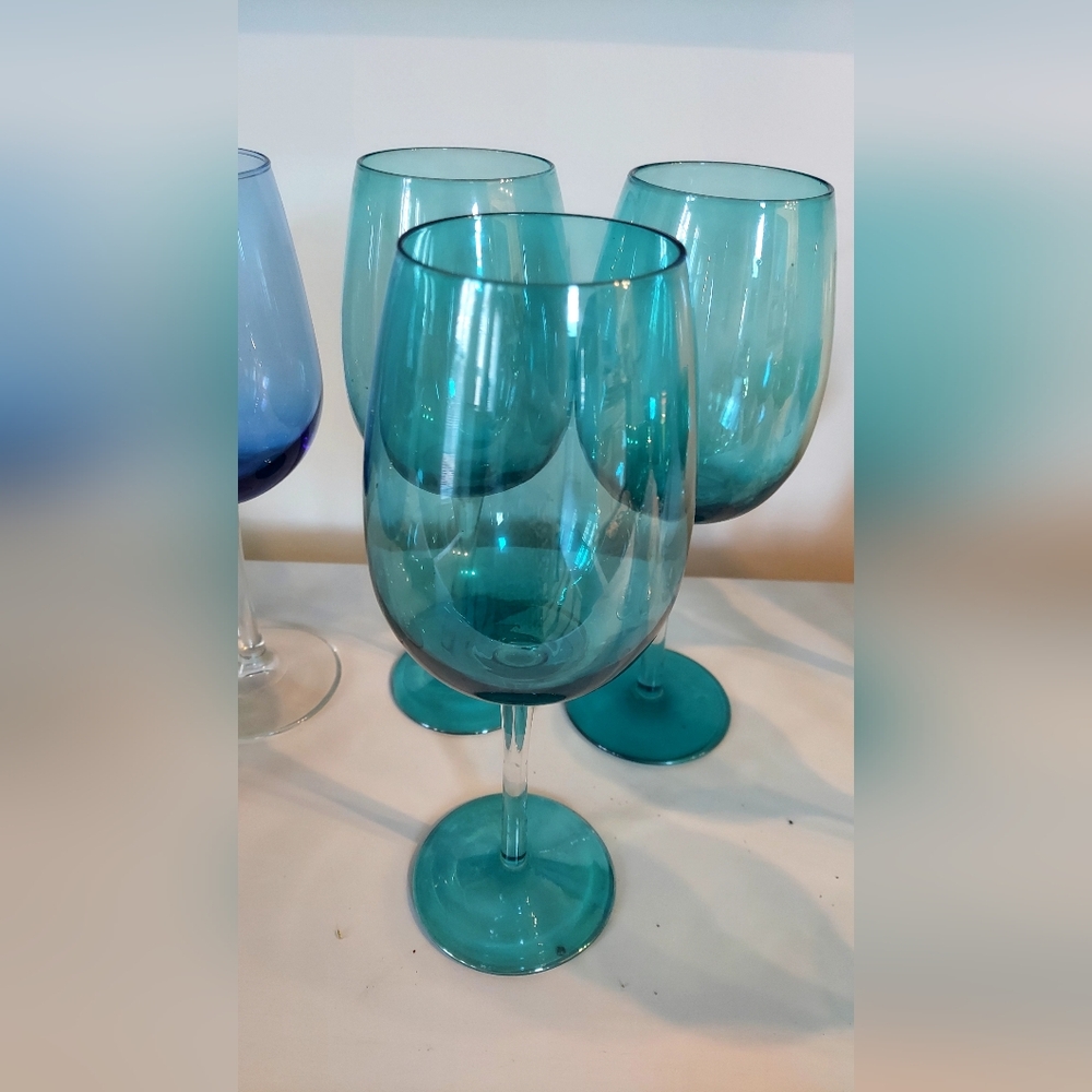 Elegant Blue And Teal  Wine Glass Set Of 6 - Picture 2 of 4
